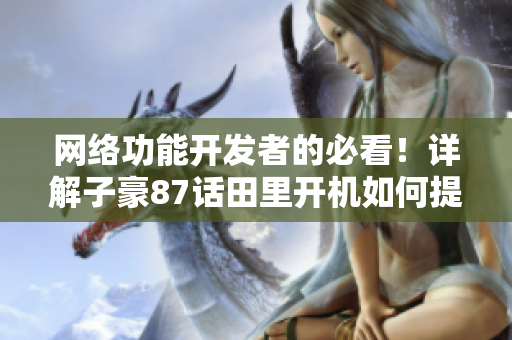 網(wǎng)絡(luò)功能開發(fā)者的必看！詳解子豪87話田里開機(jī)如何提升軟件性能