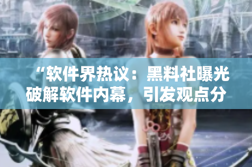 “軟件界熱議：黑料社曝光破解軟件內(nèi)幕，引發(fā)觀點分歧”