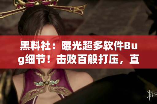 黑料社：曝光超多軟件Bug細節(jié)！擊敗百般打壓，直奔二次元巔峰！