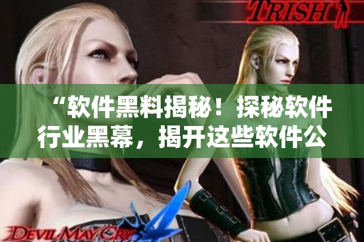 “軟件黑料揭秘！探秘軟件行業(yè)黑幕，揭開這些軟件公司不為人知的秘密！”