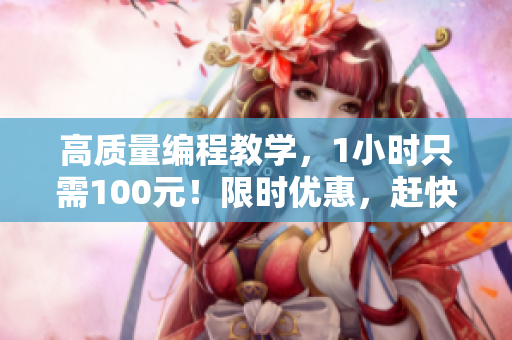 高質(zhì)量編程教學(xué)，1小時只需100元！限時優(yōu)惠，趕快預(yù)約！