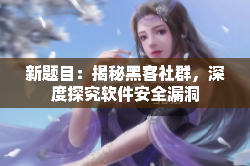 新題目：揭秘黑客社群，深度探究軟件安全漏洞