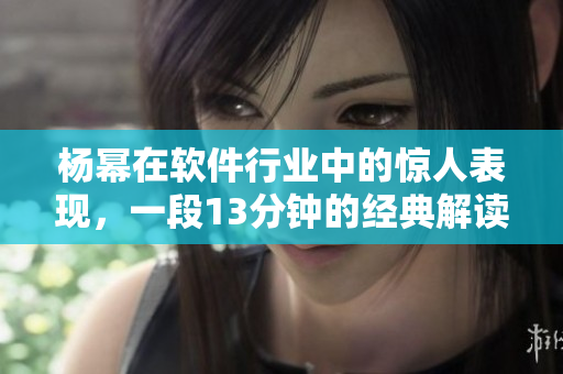楊冪在軟件行業(yè)中的驚人表現(xiàn)，一段13分鐘的經(jīng)典解讀