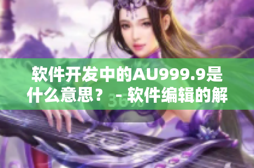 軟件開發(fā)中的AU999.9是什么意思？ - 軟件編輯的解釋與解讀