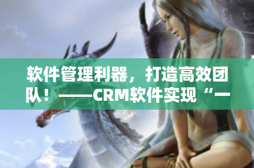 軟件管理利器，打造高效團(tuán)隊(duì)！——CRM軟件實(shí)現(xiàn)“一鍵”管理