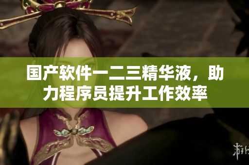 國產(chǎn)軟件一二三精華液，助力程序員提升工作效率
