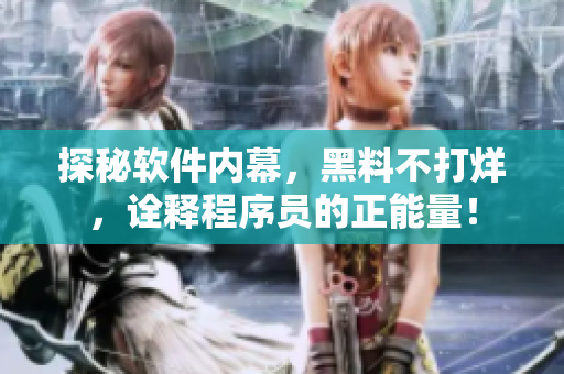 探秘軟件內(nèi)幕，黑料不打烊，詮釋程序員的正能量！