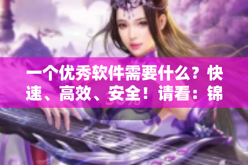 一個(gè)優(yōu)秀軟件需要什么？快速、高效、安全！請(qǐng)看：錦鏢人級(jí)的軟件研發(fā)秘訣！