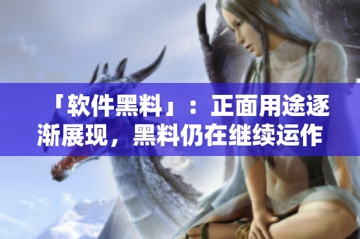 「軟件黑料」：正面用途逐漸展現(xiàn)，黑料仍在繼續(xù)運作